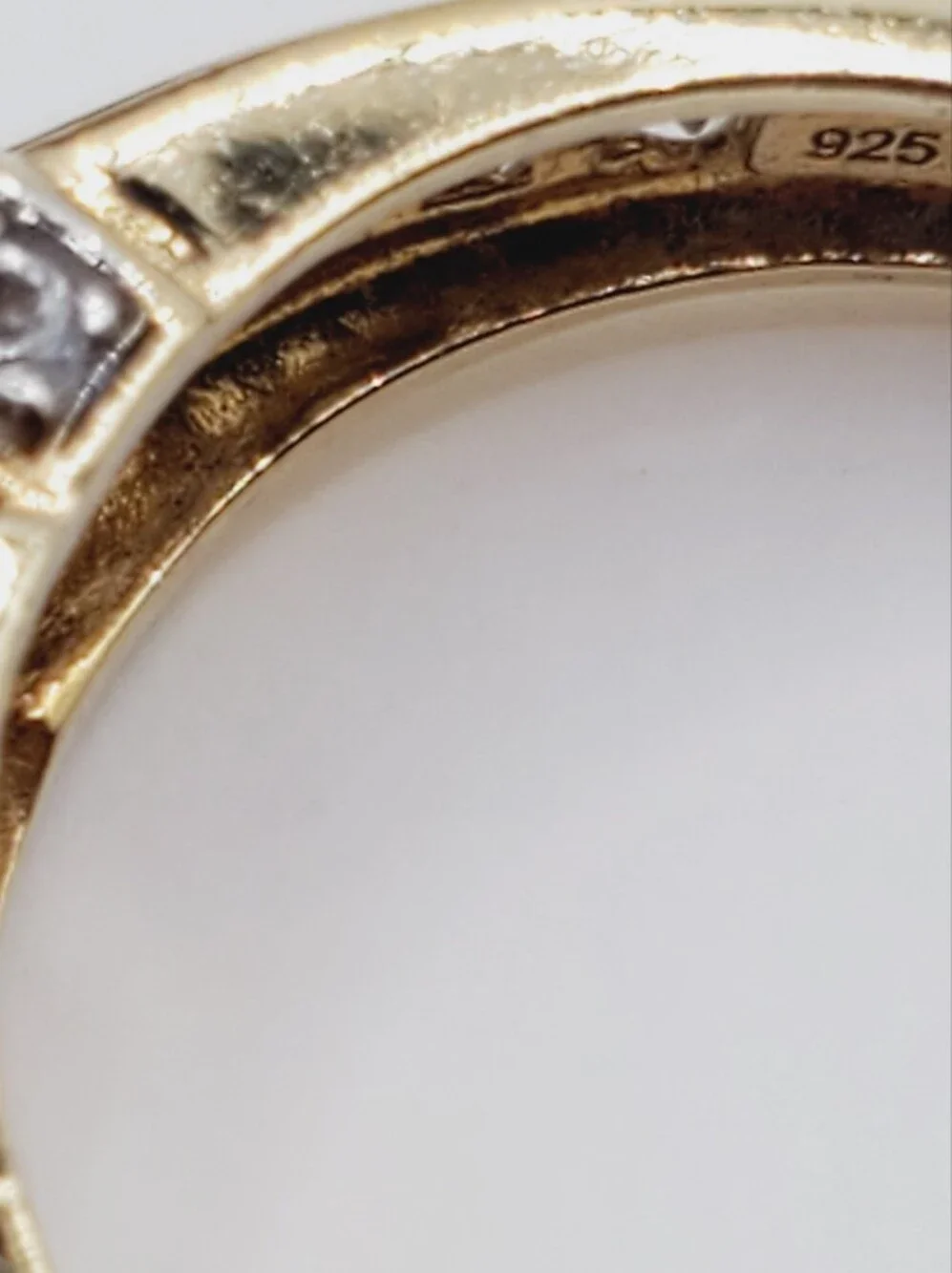 Genuine Faceted Opal Yellow Gold - 925 Sterling Silver Ring